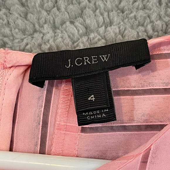 J Crew Shirt Women’s Small Size 4 Pink Shear Short Sleeve Shirt Blouse - Picture 5 of 9